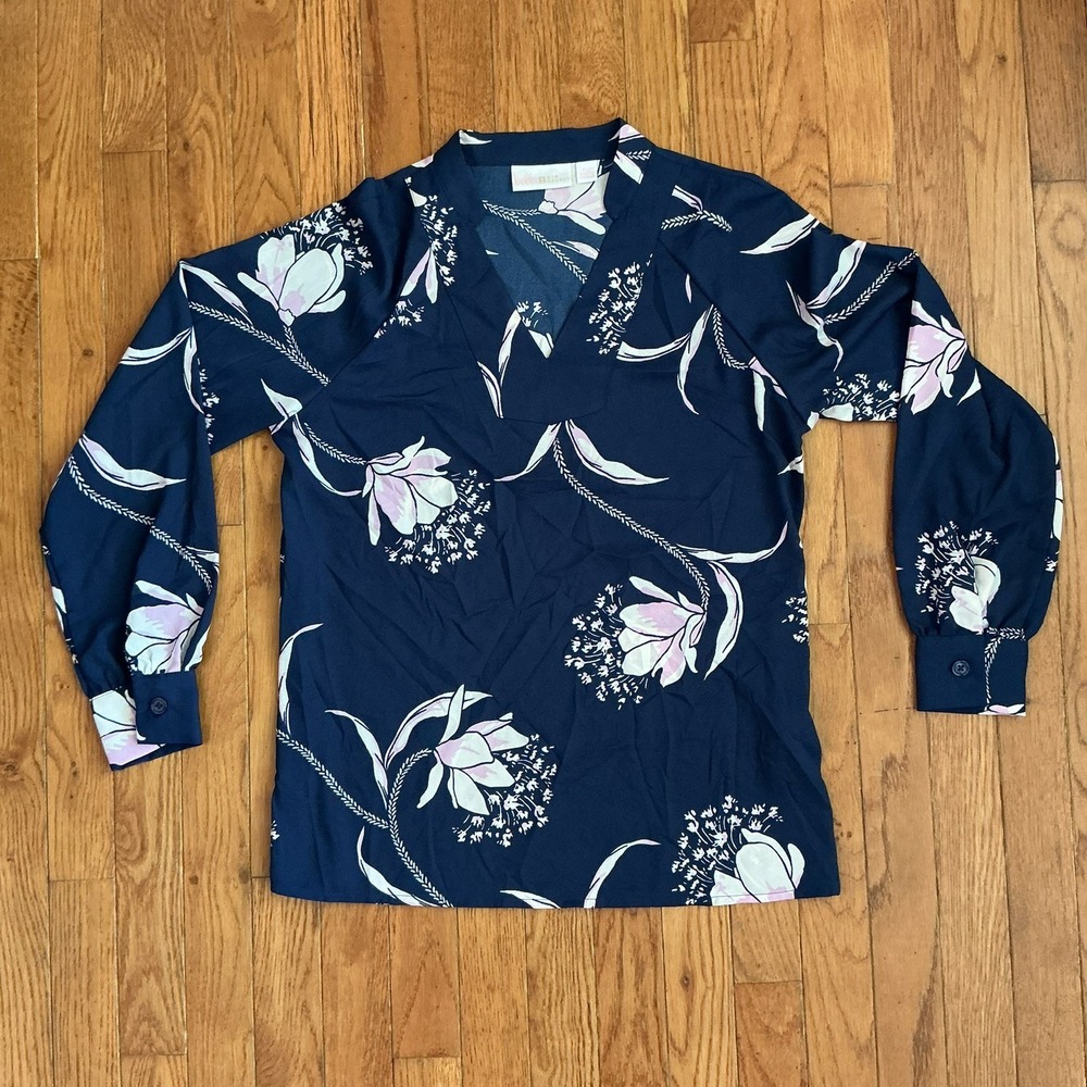 Belle by Kim Gravel Women's Rayon Spandex Spring Knit Blouse Indigo XXS